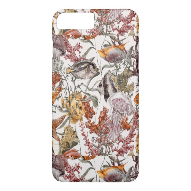 Coques Case-Mate iPhone Motif 2 de vie marine d'aquarelle (Dos)