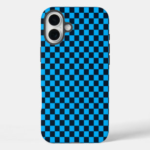 Coques iPhone 16 Plus Motif à carreaux bleu myrtille