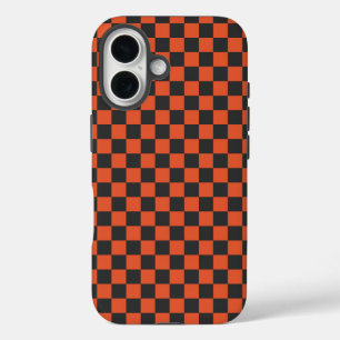 Coques iPhone 16 Motif à carreaux d'ambre et de cendre
