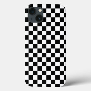 Etui iPhone 13 Motif à carreaux noir et blanc