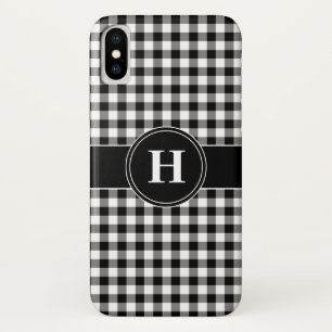Case-Mate iPhone Case Motif à carreaux noir et blanc monogrammé