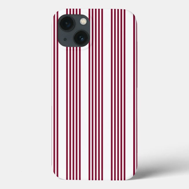 Coques Case-Mate iPhone Motif à cinq bandes rouge et blanc bordeaux (Verso)