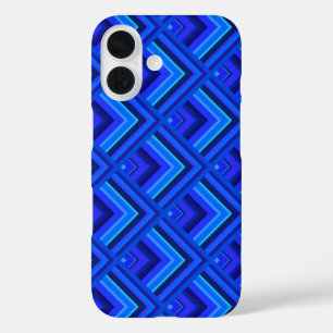 Coques iPhone 16 Motif à échelle à bandes bleues