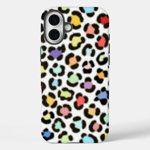 Coques iPhone 16 Plus Motif à effet de fourrure Leopard multicolore tend