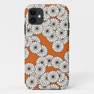 Coque iPhone 11 Motif à fleurs Art déco - crème sur rouille