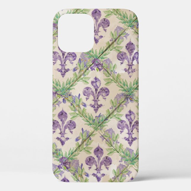 Coques Case-Mate iPhone motif à fleurs de lis - aquarelle Iris (Verso)