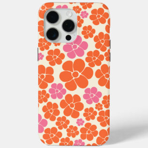 Coque iPhone 15 Pro Max Motif à fleurs - rose, orange et crème