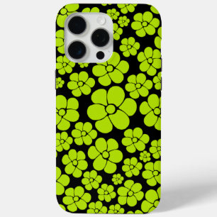 Coque iPhone 15 Pro Max Motif à fleurs - Vert citron