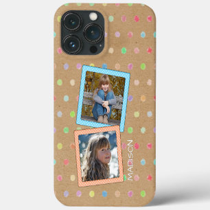 iPhone 13 Pro Max Coque Motif À petits pois Sur Faux Kraft