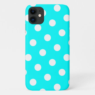 Coques Pour iPhone Motif à points Aqua et White Polka