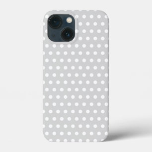 Etui iPhone Case-Mate Motif à points polka gris clair et blanc.