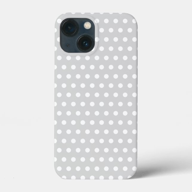 Coques Case-Mate iPhone Motif à points polka gris clair et blanc. (Verso)