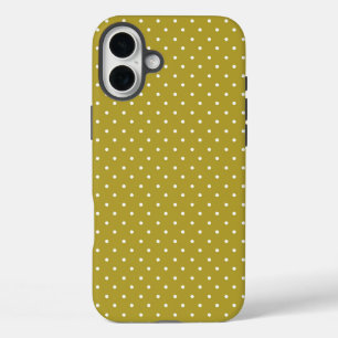 Coques iPhone 16 Plus Motif à pois blancs jaune moutarde