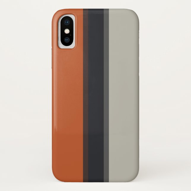 Coques Case-Mate iPhone Motif à rayures gris argent rouge orange moderne (Dos)