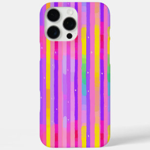 Coques iPhone 16 Pro Max Motif à rayures pastel rose violet