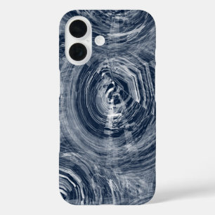 Coques iPhone 16 Motif Abstrait bleu et blanc