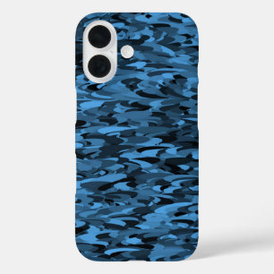 Coques iPhone 16 Motif Abstrait Bleu Noir