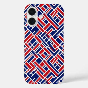 Coques iPhone 16 Motif Abstrait bleu rouge