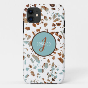 Case-Mate iPhone Case Motif Abstrait customisé Terrazzo Brown et bleu