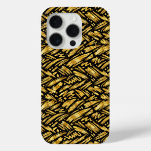 Coque iPhone 15 Pro Motif abstrait de feuille d'or