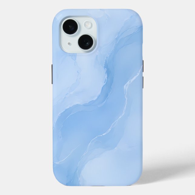 Coques Case-Mate iPhone Motif Abstrait de Marbre Bleu Clair (Verso)