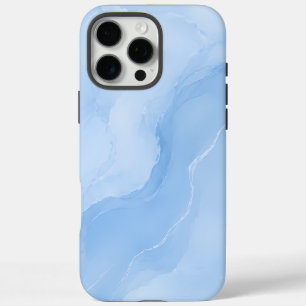Coques iPhone 16 Pro Max Motif Abstrait de Marbre Bleu Clair