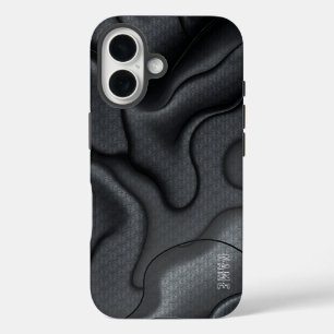 Coques iPhone 16 Motif Abstrait de vague monochrome