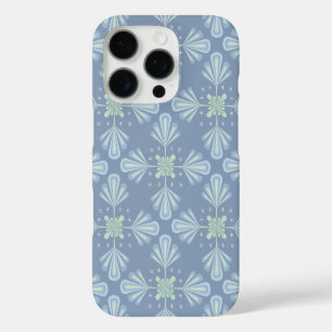 Coques iPhone 16 Pro Motif Abstrait Floral Bleu