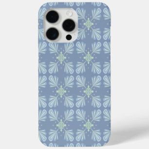 Coque iPhone 15 Pro Max Motif Abstrait Floral Bleu