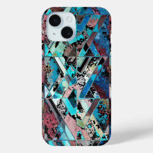 Coque Pour iPhone 15 Motif abstrait géométrique coloré