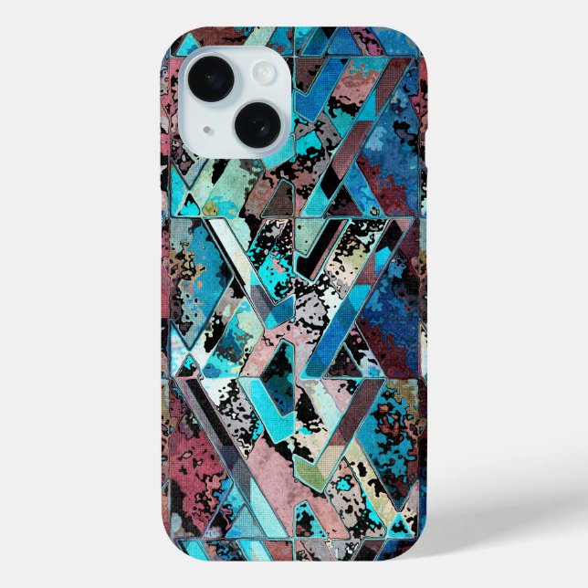 Coques Case-Mate iPhone Motif abstrait géométrique coloré (Verso)