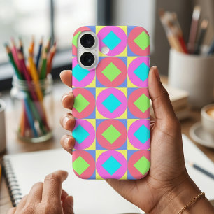Coques iPhone 16 Motif Abstrait Géométrique Psychédélique Vibrant