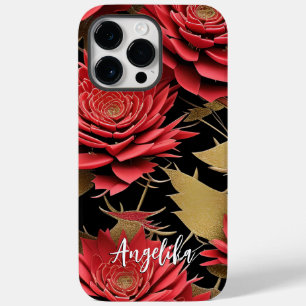 Coque Pour Pour iPhone 14 Pro Max Motif Abstrait minimaliste rouge et or personnalis