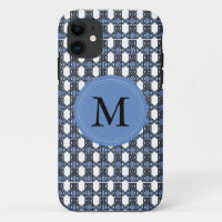 Motif Abstrait Monogram Blue Scarab