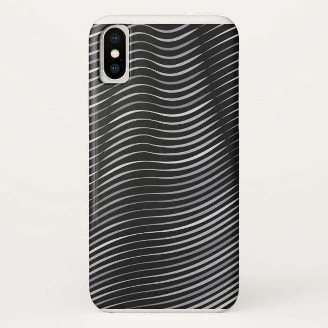 Coques Case-Mate iPhone motif abstrait noir et argent (Dos)