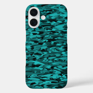 Coques iPhone 16 Motif Abstrait Sarcelle Noir