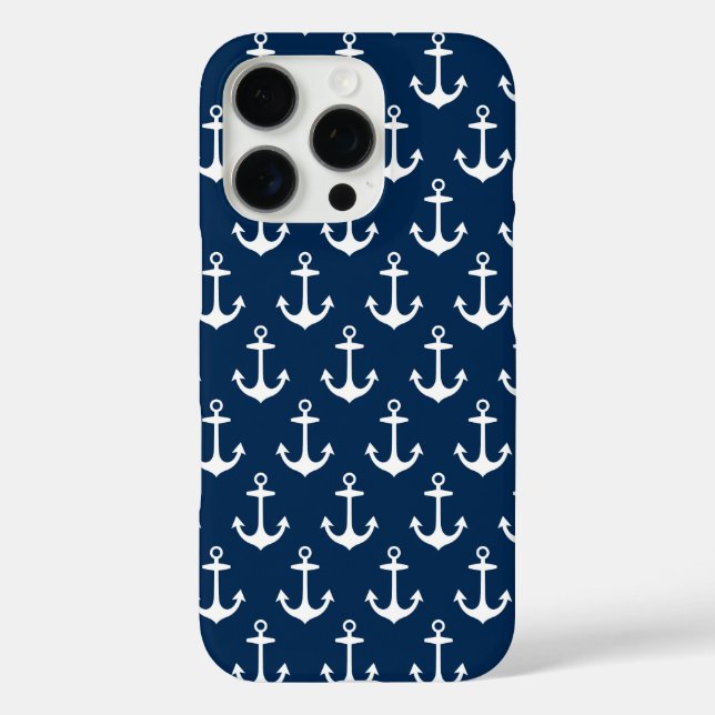 Coques Case-Mate iPhone Motif Ancre bleu marine (Verso)