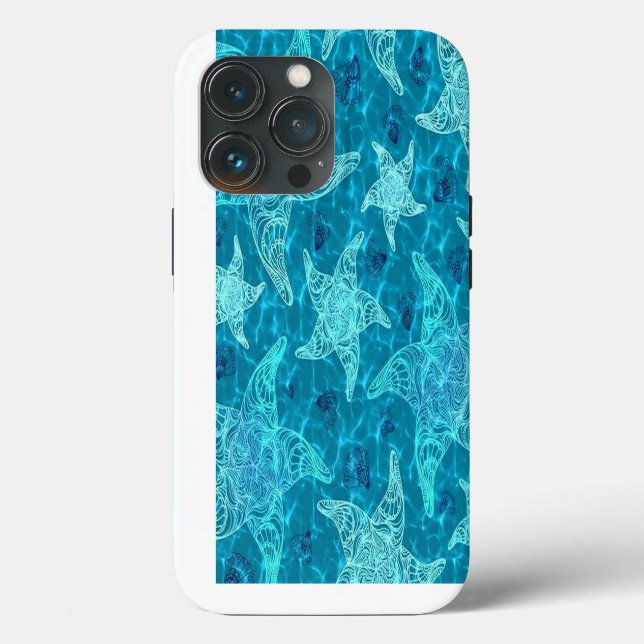 Coques Case-Mate iPhone Motif Aqua Blue Starfish (Verso)
