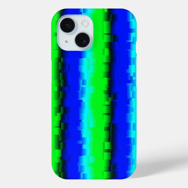 Coques Case-Mate iPhone Motif arc-en-ciel bleu vert abstrait 3D (Verso)