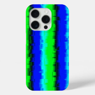 Coque iPhone 15 Pro Motif arc-en-ciel bleu vert abstrait 3D