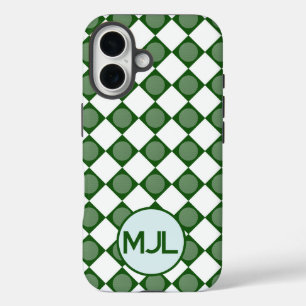 Coques iPhone 16 Motif Argyle Classique avec Monogramme Personnalis