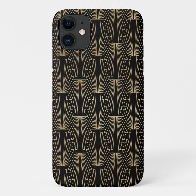 Coques Case-Mate iPhone Motif art déco noir et or (Dos)