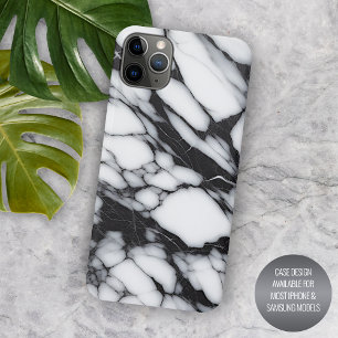 Coque iPhone 15 Pro Max Motif artistique de marbre noir gris blanc élégant