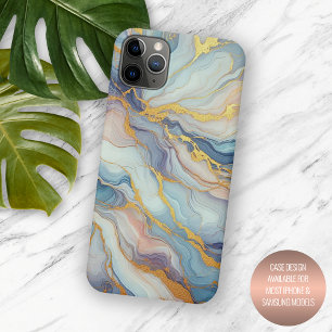 Coque iPhone 15 Pro Max Motif artistique en marbre bleu violet mauve rose