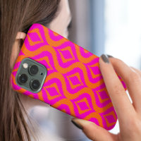 Motif artistique Ogee Ikat été Orange vif Rose cha
