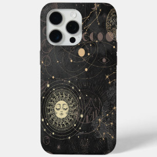 Coque iPhone 15 Pro Max Motif Astrologique Black Gold