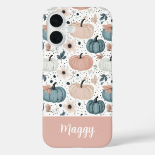 Coques iPhone 16 Motif automnal de citrouille et de fleurs personna