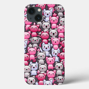 iPhone 13 Case motif avec chats kawaii doodle mignon 2