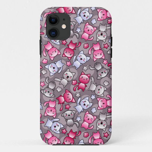 Coques Case-Mate iPhone motif avec les chats mignons de griffonnage de (Dos)