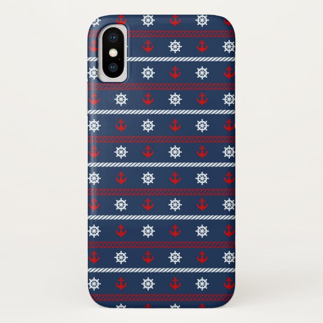 Coques Case-Mate iPhone Motif blanc et bleu rouge d'océan (Dos)